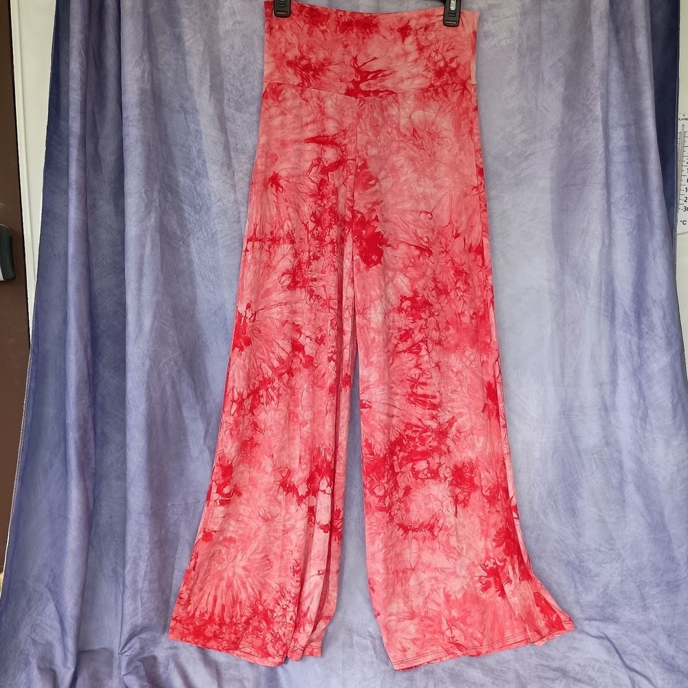 Johnny Premium Pink Red Tie Dye Wide Leg Yoga Pants Modal Blend